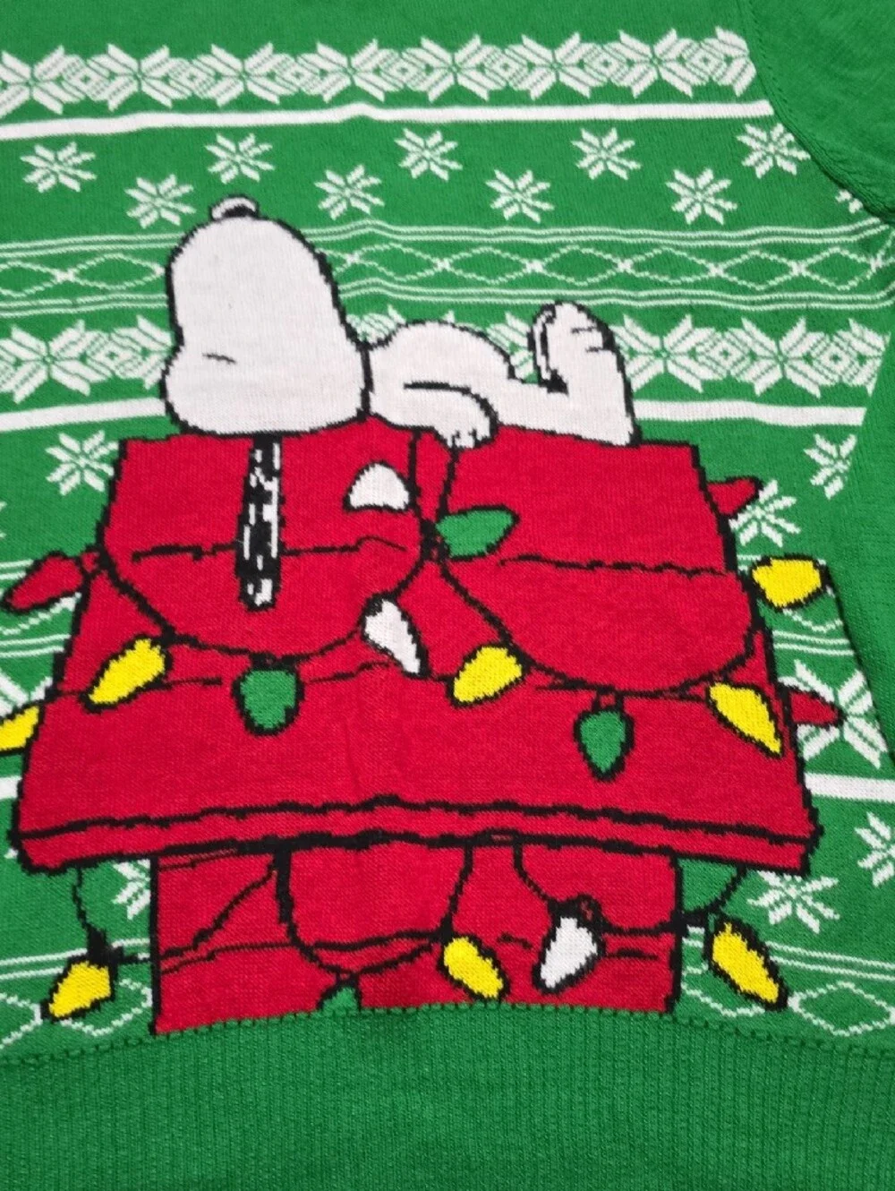 Men's Green Snoopy Holiday Sweater